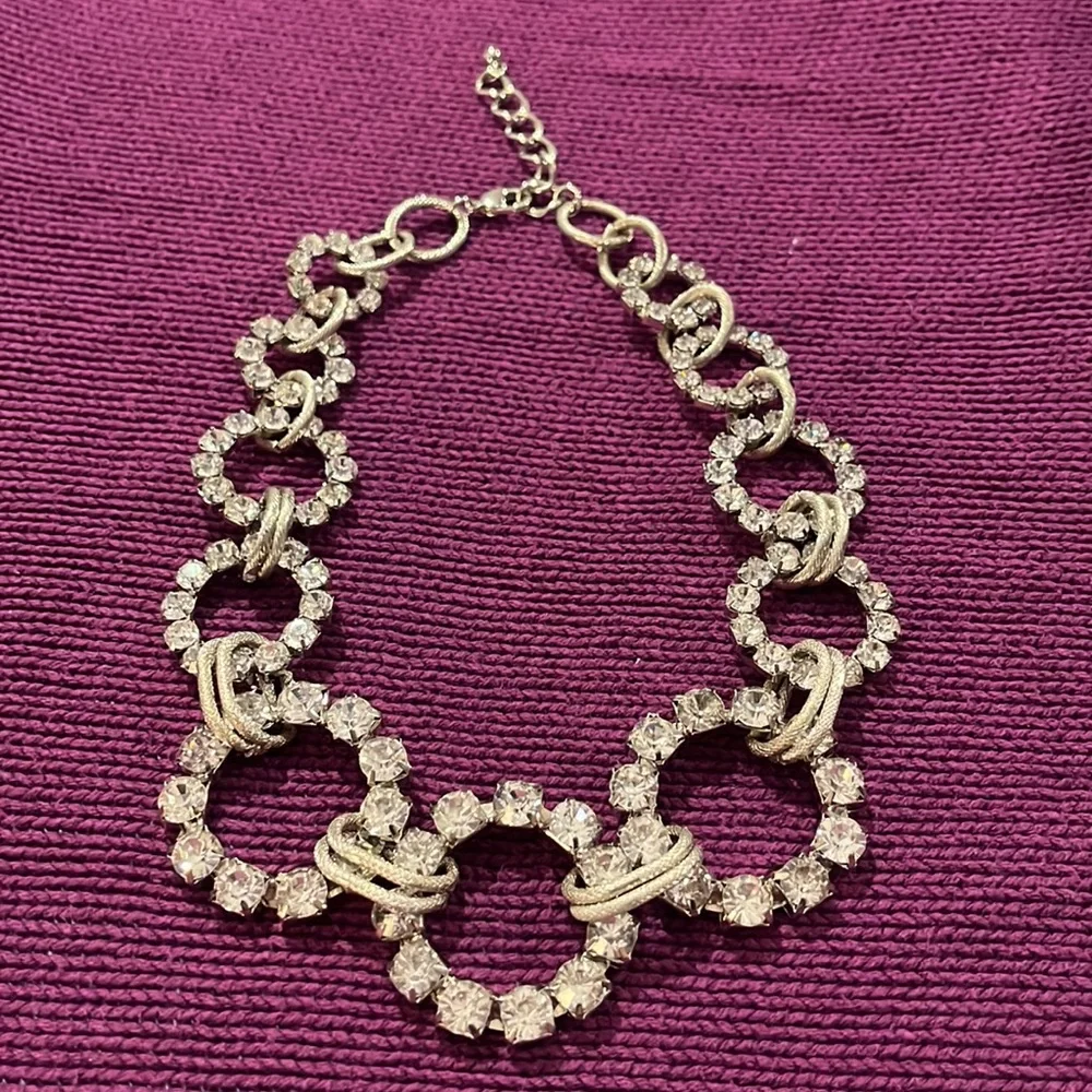 Unique Rhinestone Statement Necklace with Graduated Rhinestone Circles - Picture 8 of 14